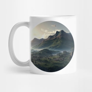 Beautiful mountain landscape in the fog Mug